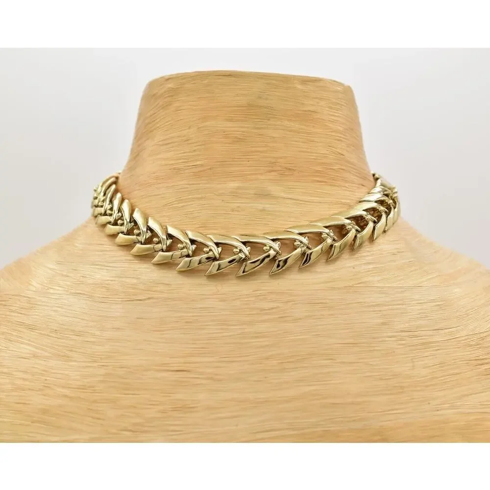 Coro Vintage Choker Necklace Linked Chain Gold Heavy Chunky Signed 1950s BinA17